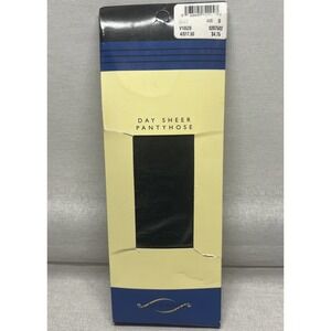 Catherines Day Sheer Ribbed Panty Pantyhose Navy Blue Size D NEW NOS